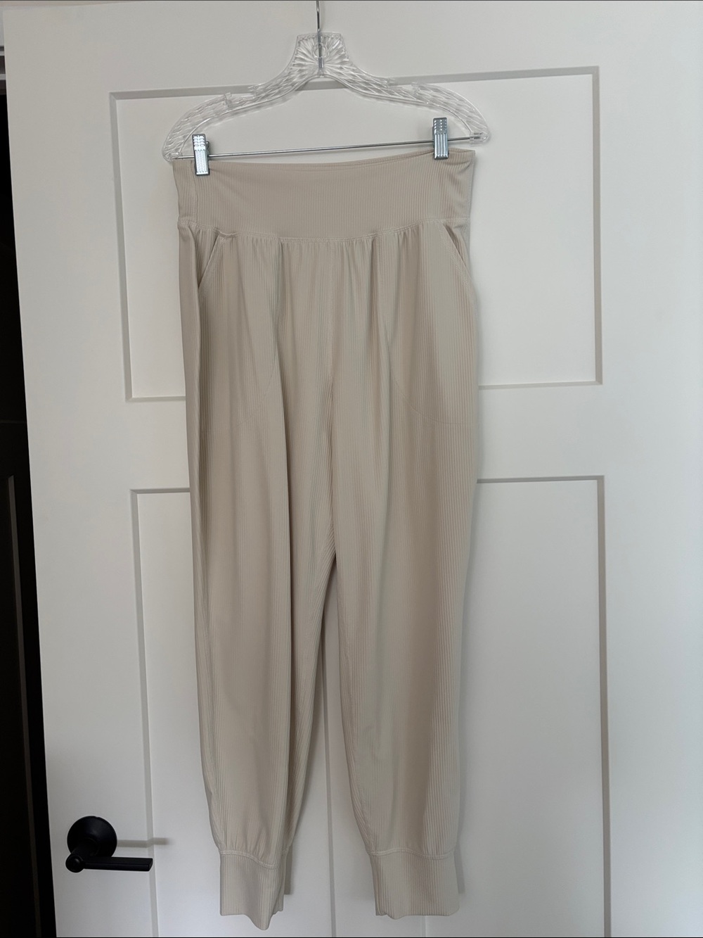 Old Navy Cream Ribbed High-Waist Joggers